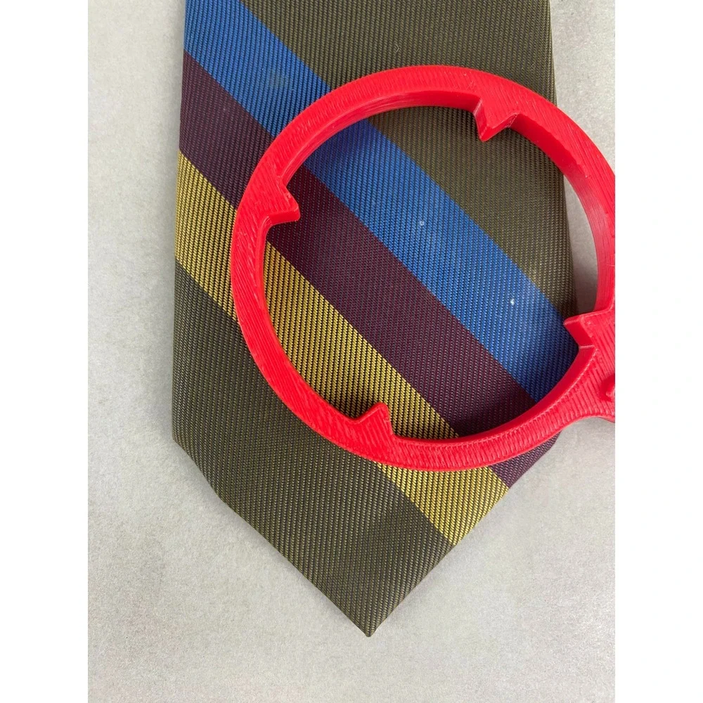 VTG Mens Tie Drab Olive Olive Green Burgundy Gold Blue Rep Stripe Dacron 52x3